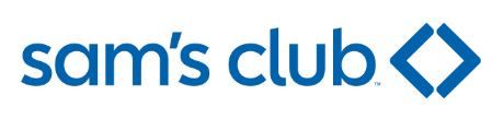 The logo for sam 's club is blue and has a diamond in the middle.