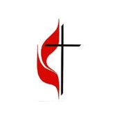It is a cross with a red flame coming out of it.