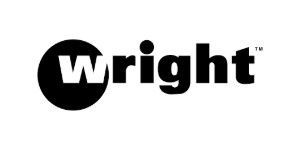 A black and white logo for wright on a white background.