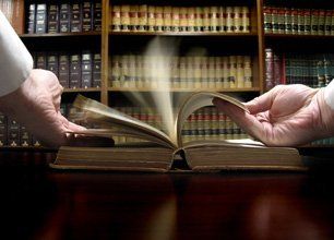 lawyer browsing books