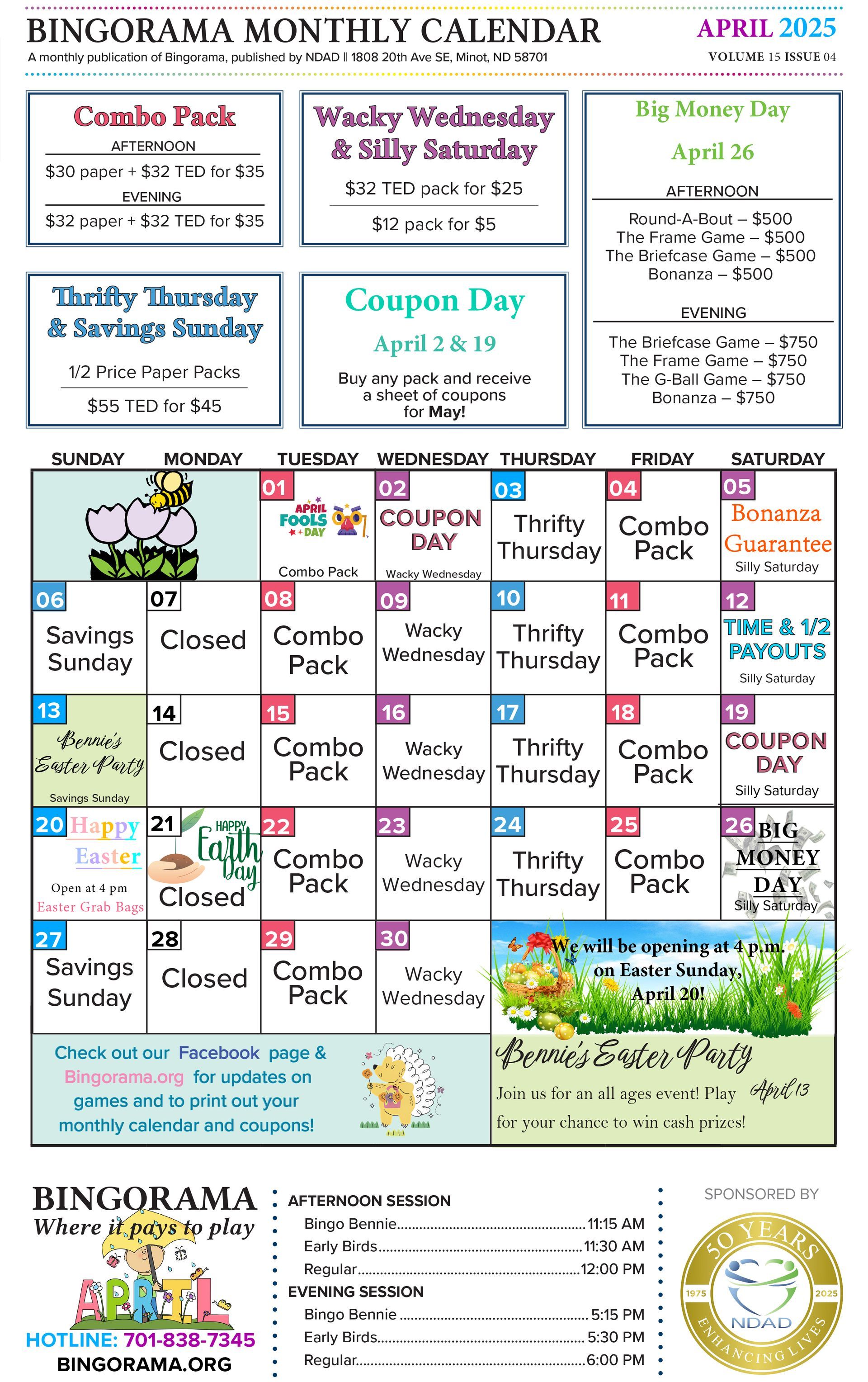 Bingorama calendar for August 2024
