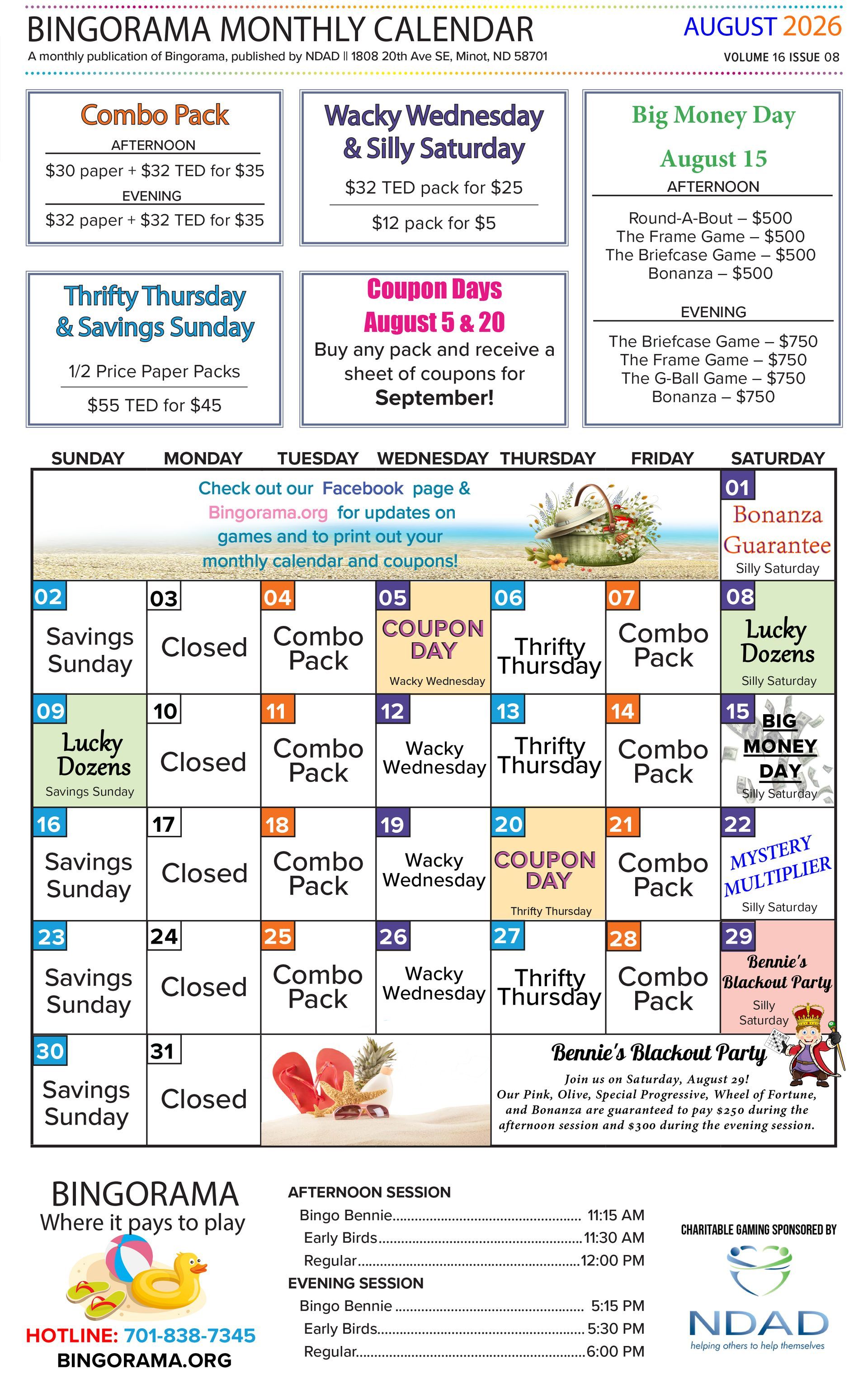 Bingorama calendar for April 2026