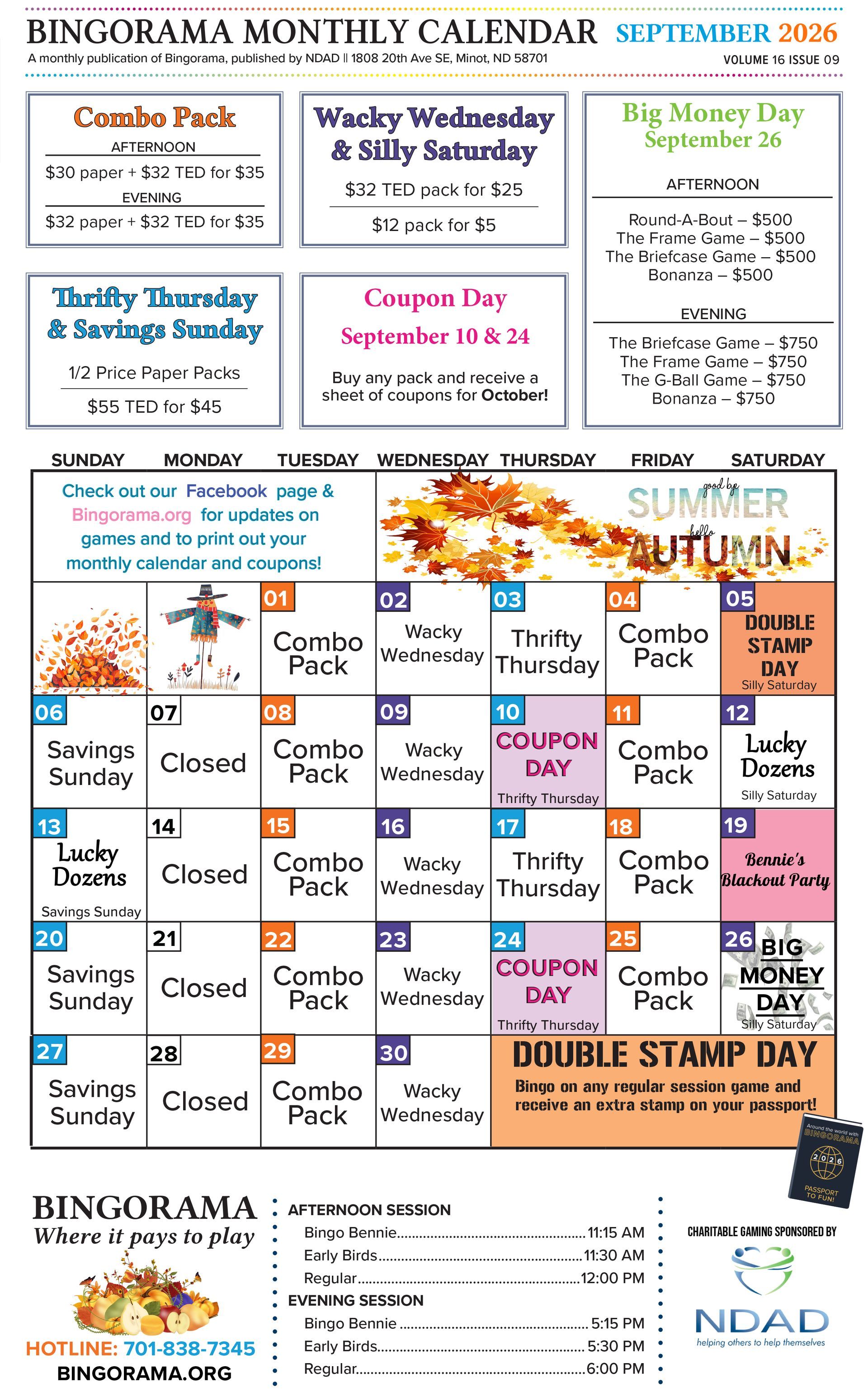 Bingorama calendar for April 2026