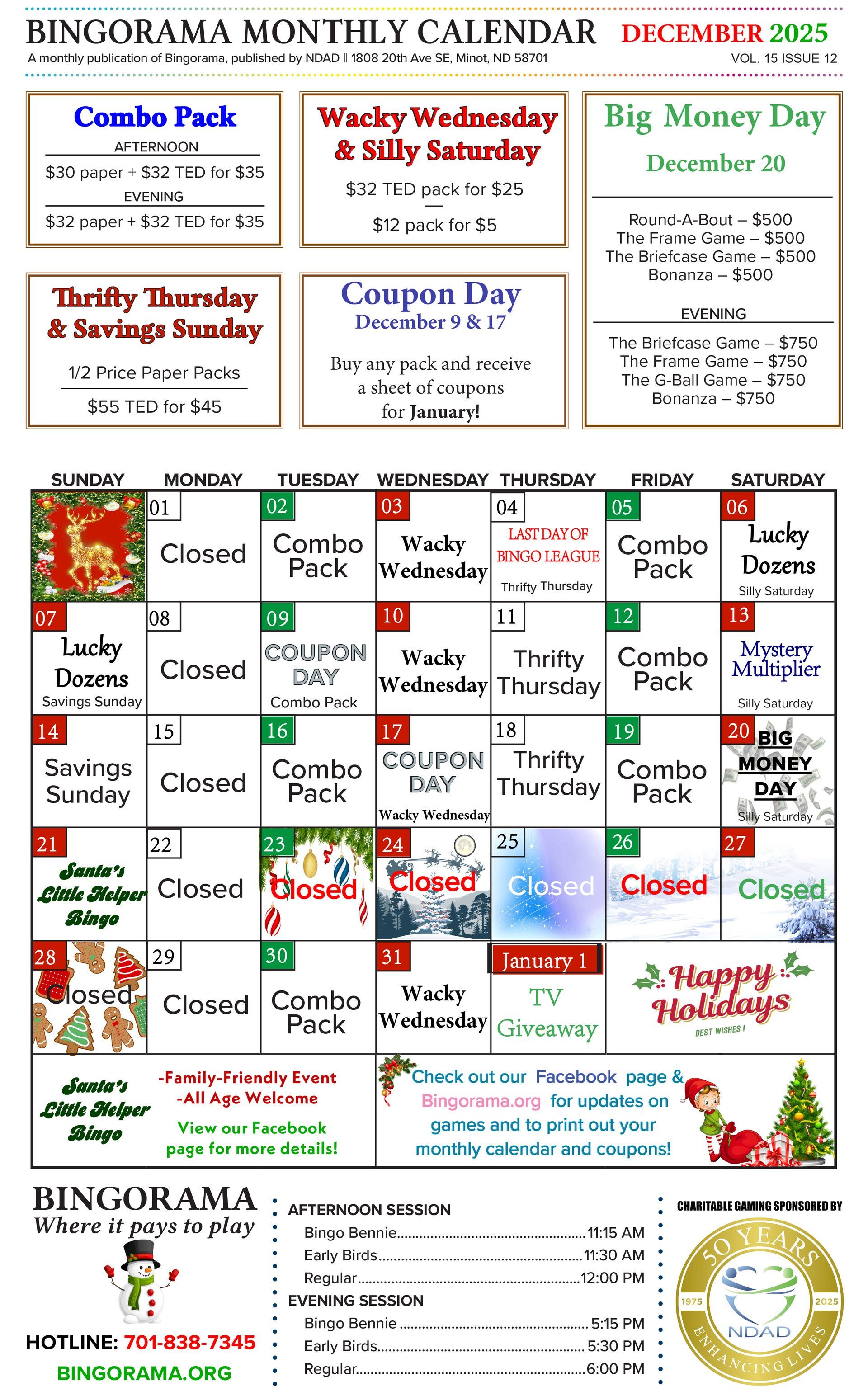 Bingorama calendar for November 2025