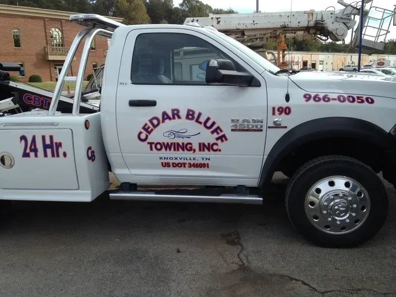 White tow truck with 