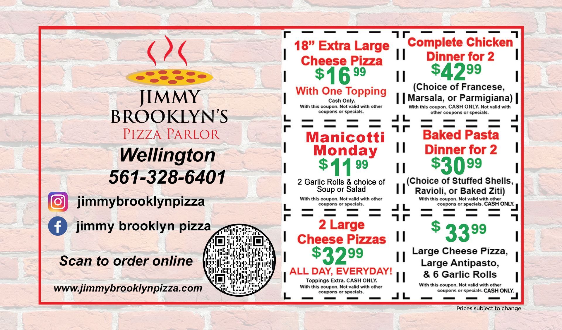 Jimmy Brooklyn's Pizza Parlor Wellington Coupon