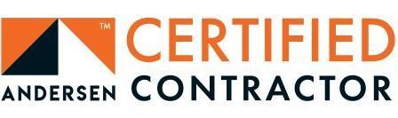 Andersen Certified Contractor logo with orange and black text and geometric icon