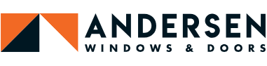 Andersen Windows & Doors logo with orange and black geometric icon