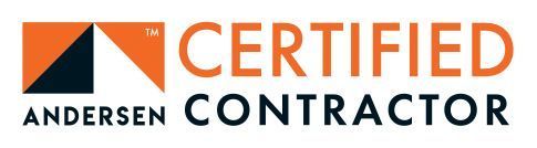 Andersen Certified Contractor logo in orange, black, and white