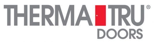 Therma-Tru Doors logo with gray text and a red square icon
