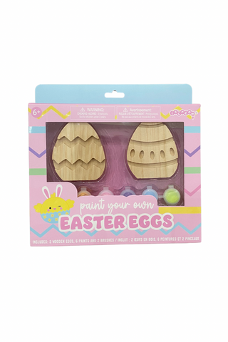 Paint your own easter eggs with wooden eggs and pom poms.