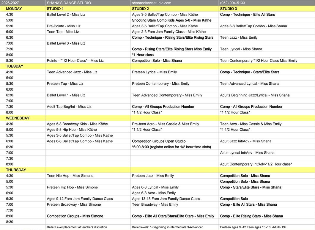 2026-2027 schedule