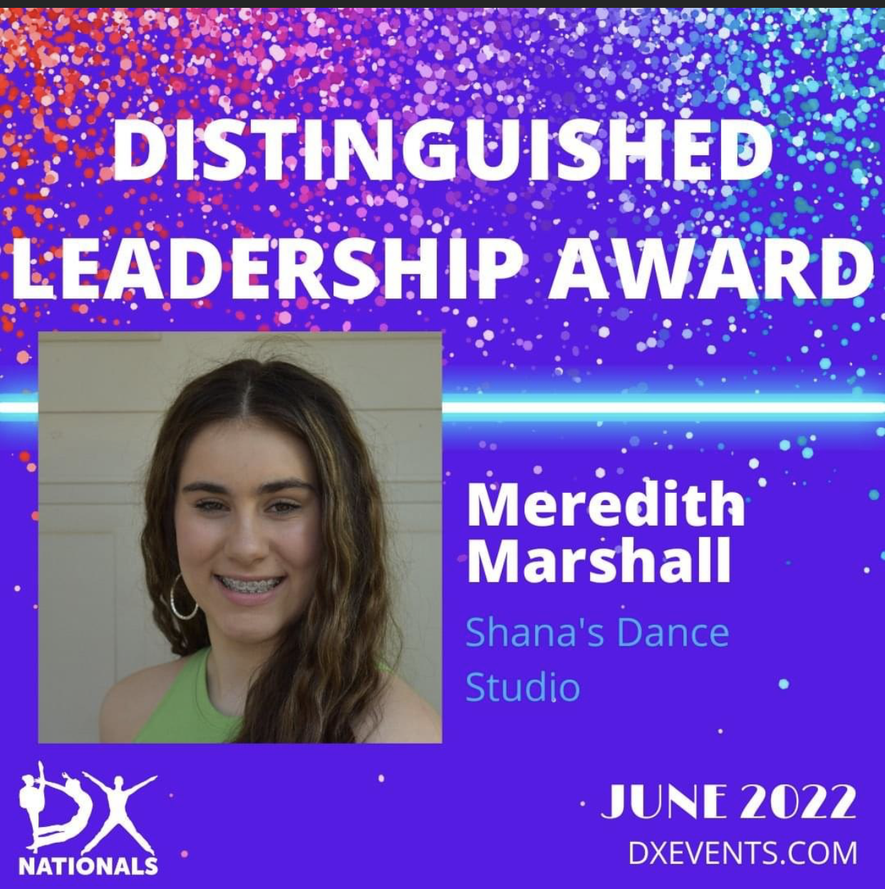 A poster for the Distinguished Leadership Award for Meredith Marshall