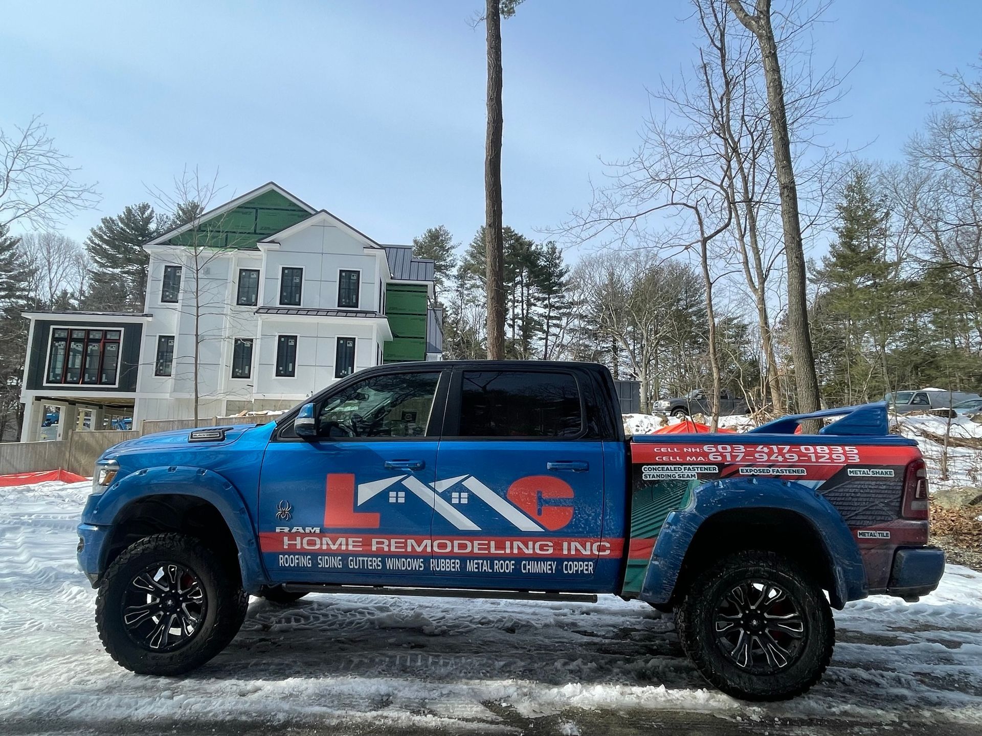 House with LMC Home Remodeling service truck in front