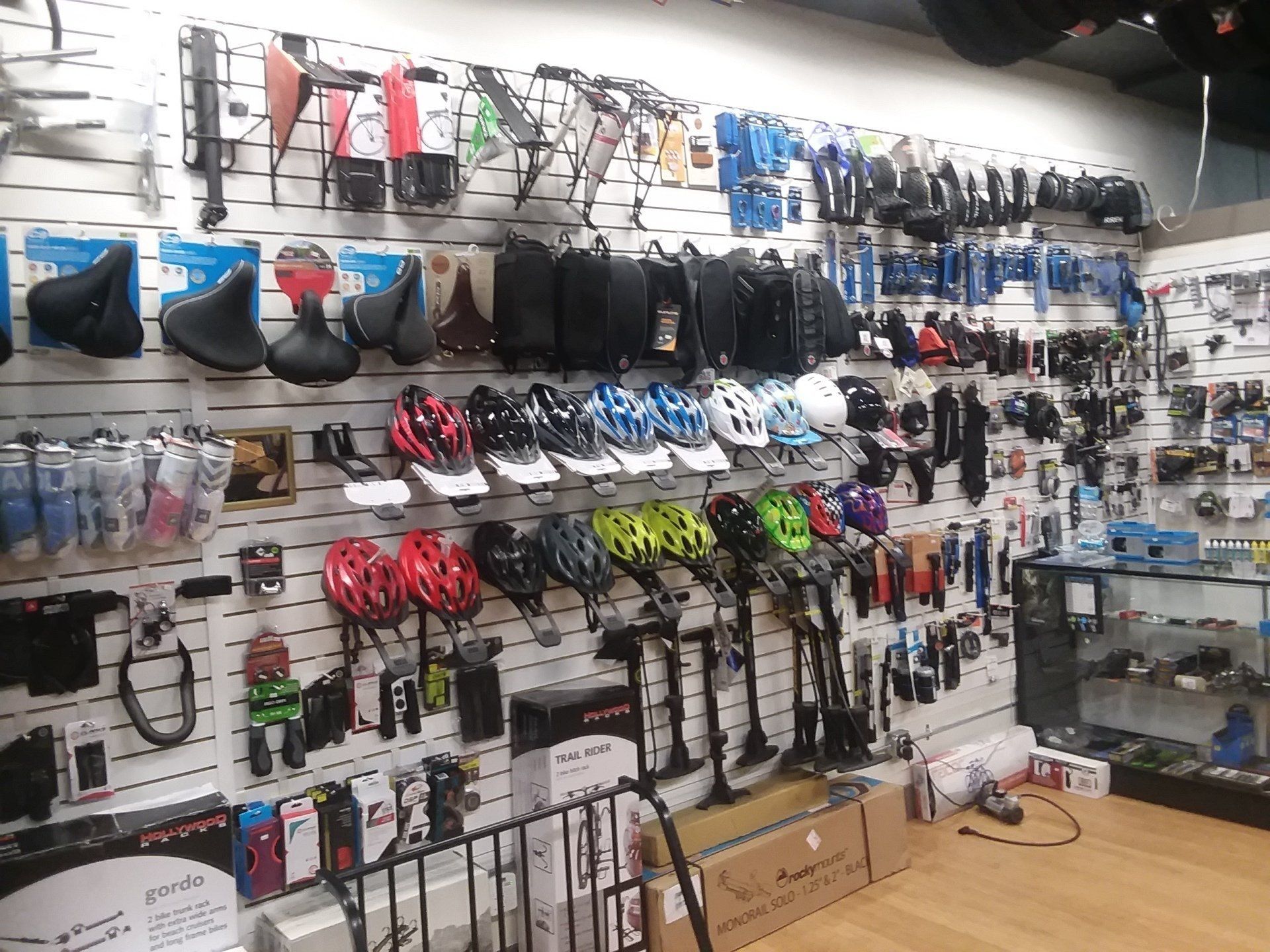 Endless Trail Bike Shop accessories display