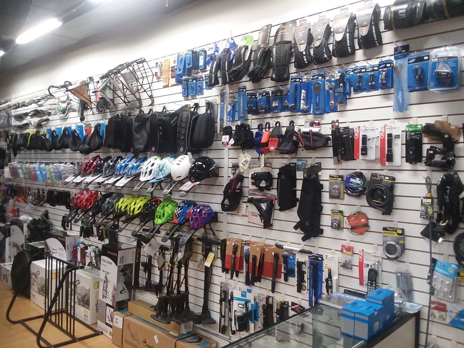Endless Trail Bike Shop accessories display