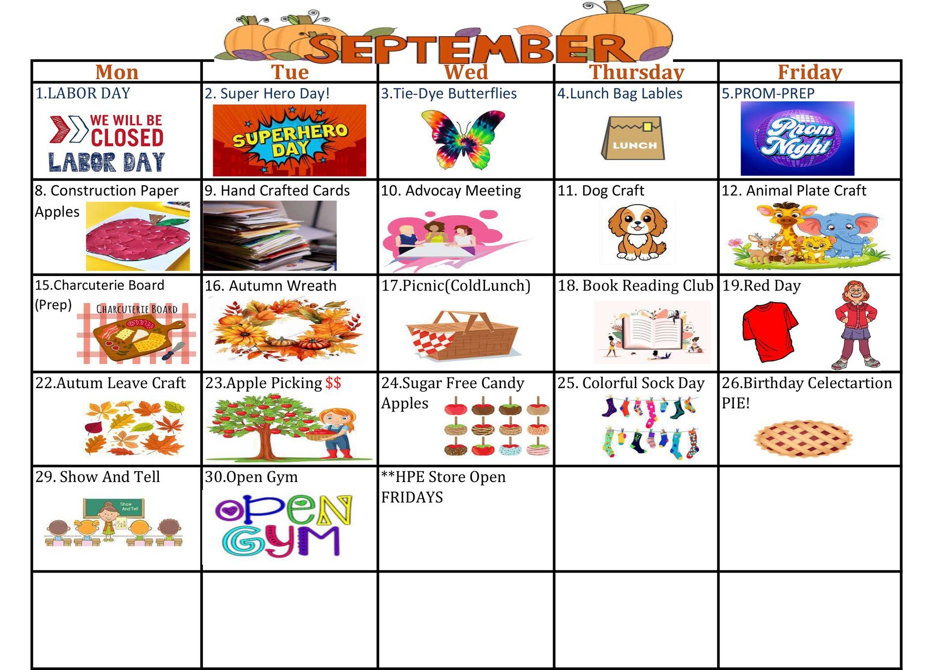 A calendar for September 2025