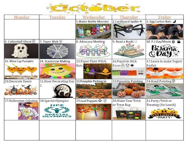 October 2025 event calendar