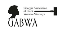 Logo for Georgia Association of Black Women Attorneys, featuring a silhouette, gavel, and