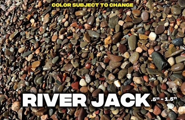 River Jack landscaping gravel, various brown, tan, and gray colors