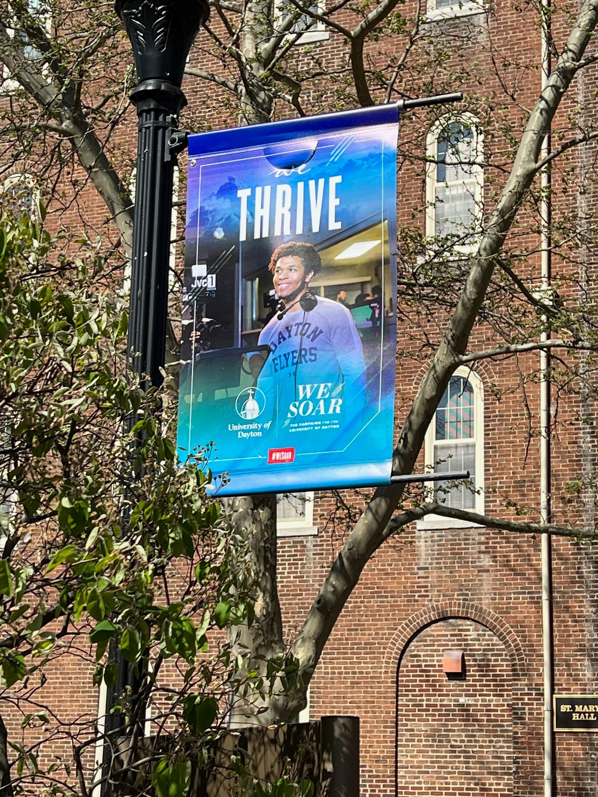 Banner on a lamppost: