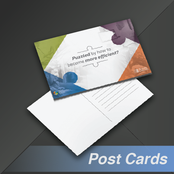 Postcards, front side with text