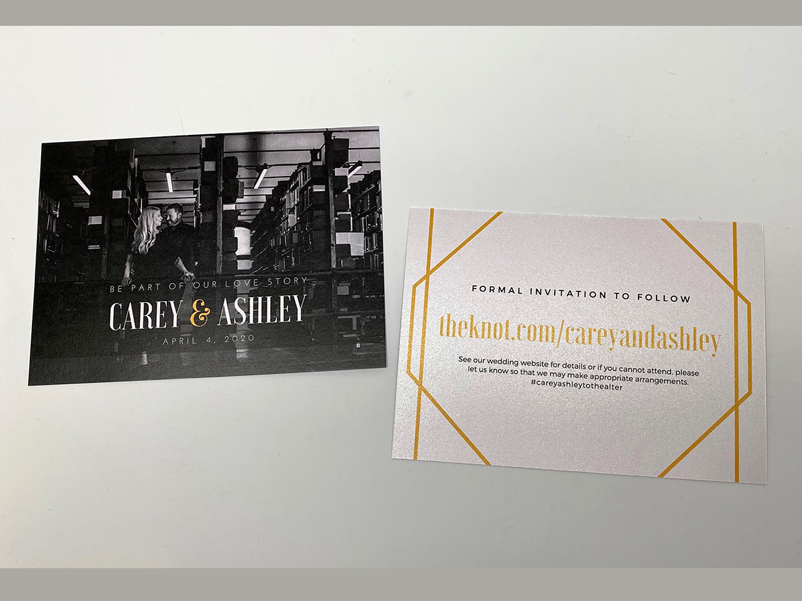 Two rectangular cards: black-and-white with