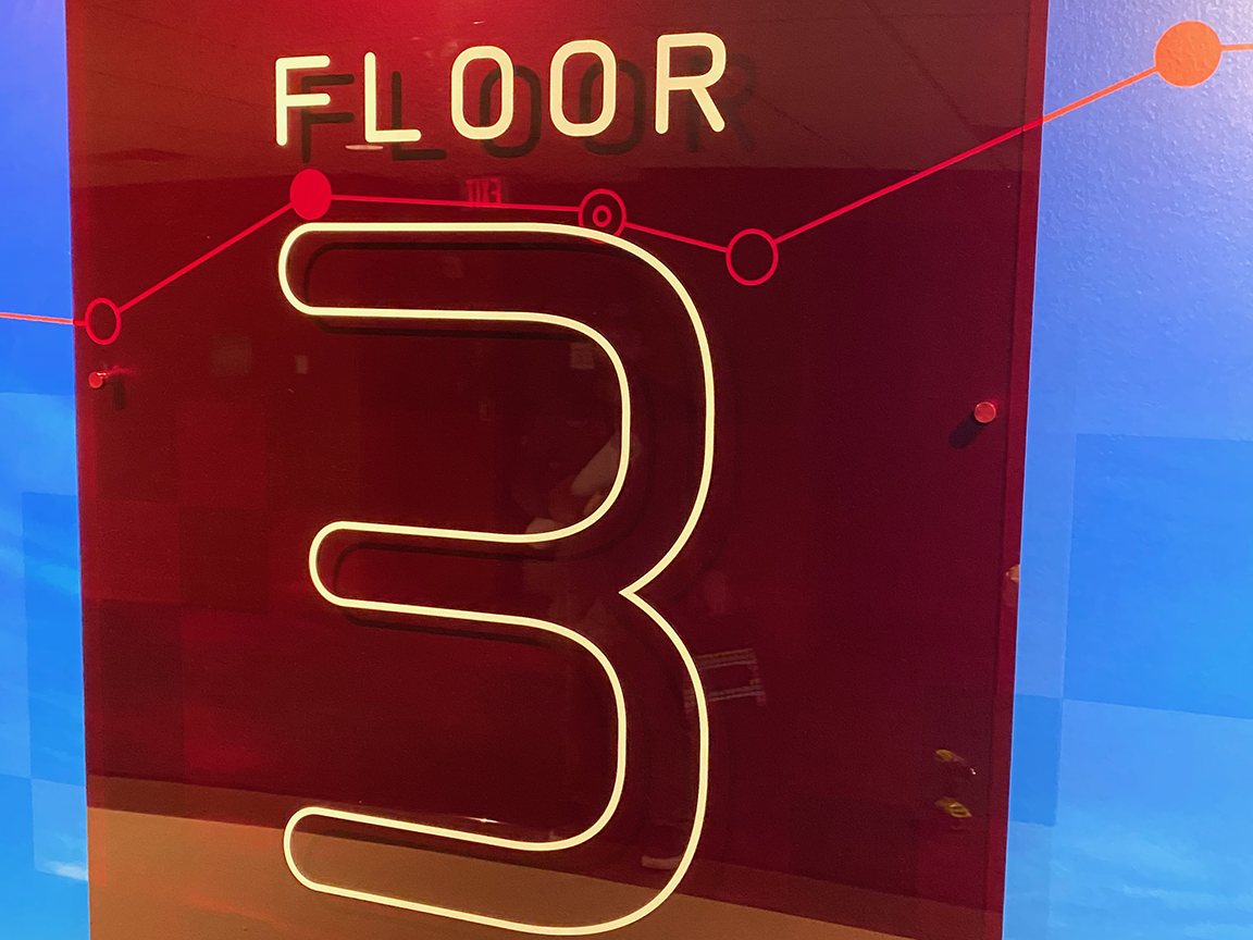 Illuminated sign shows 