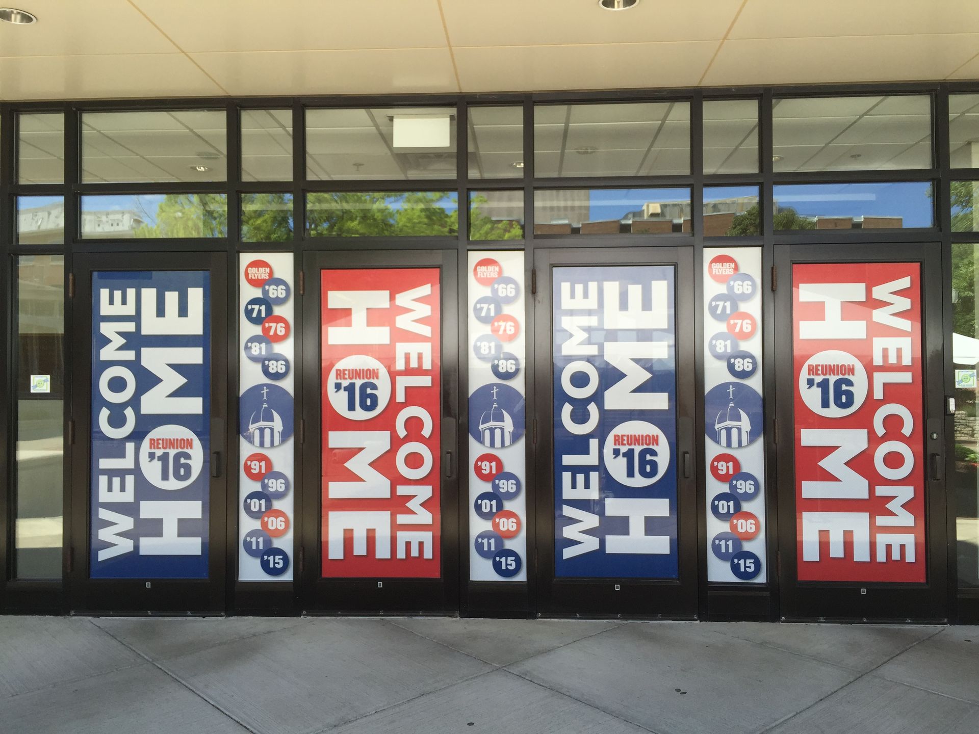 Five glass doors with 