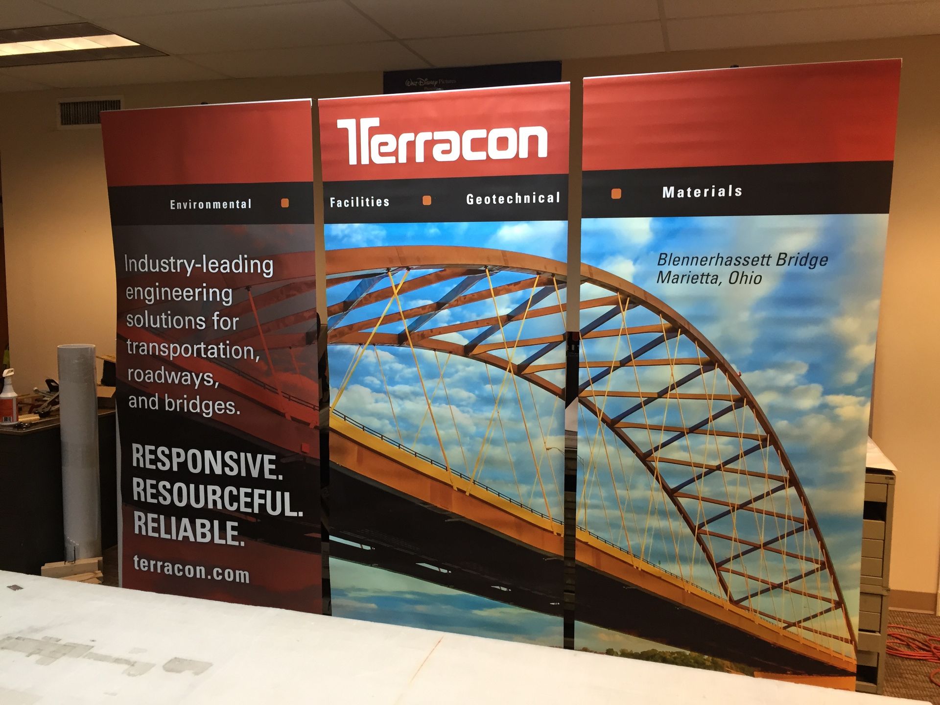 Terracon banner displays their logo and bridge image; it promotes engineering solutions.
