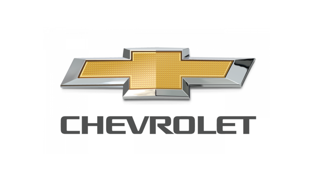 Chevrolet logo with gold bowtie emblem and gray wordmark on a white background