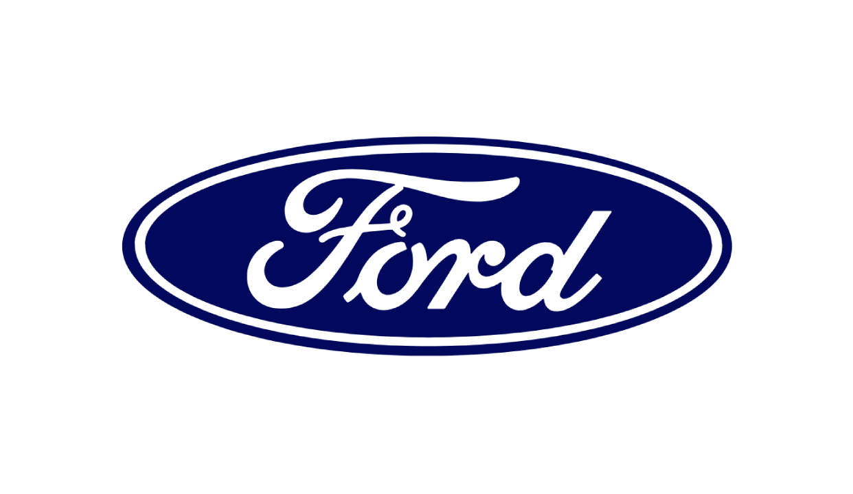 Ford blue oval logo with white script on a white background