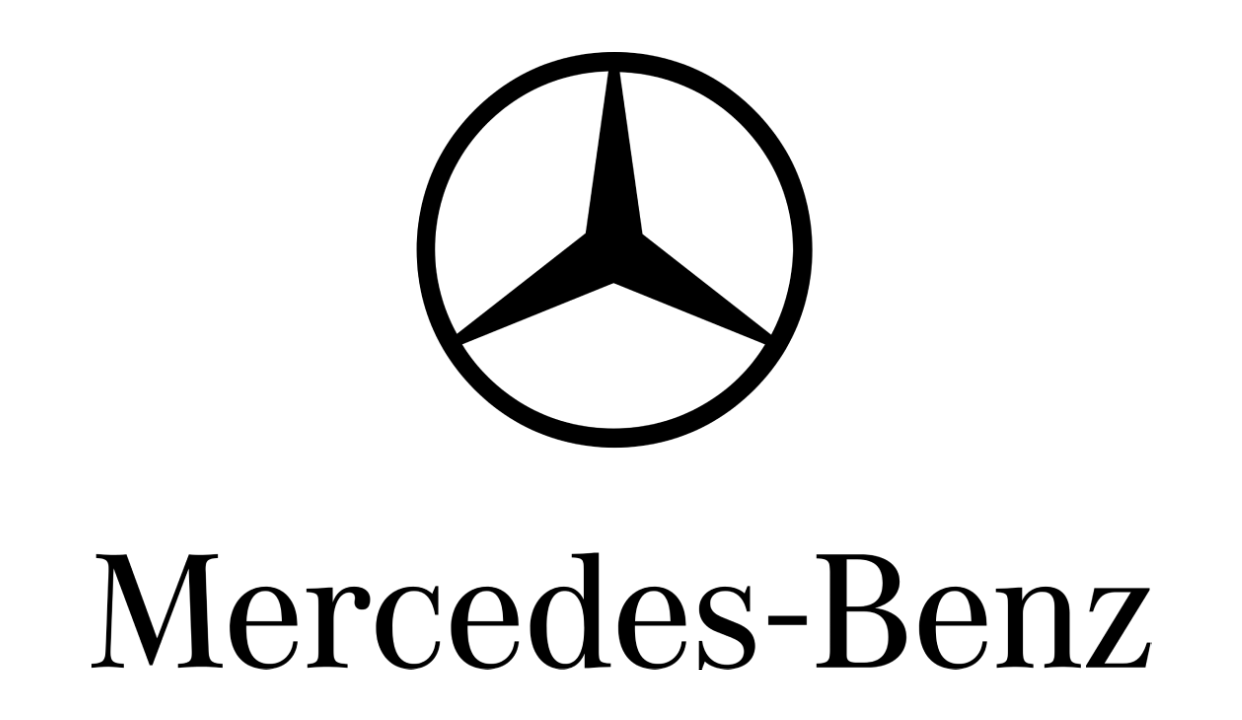 Mercedes-Benz logo: black three-pointed star in a circle above the brand name.