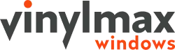 Logo for Vinylmax Windows, with the company name in gray and 