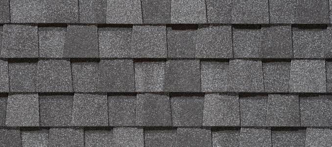 Gray asphalt roof shingles.
