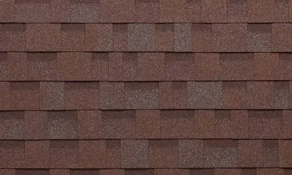 Brown asphalt roof shingles.