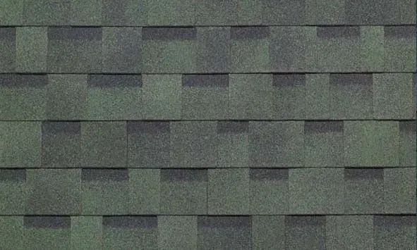 Dark green asphalt roof shingles arranged in a staggered pattern.