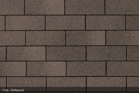 Brown, rectangular asphalt shingles arranged in rows. 