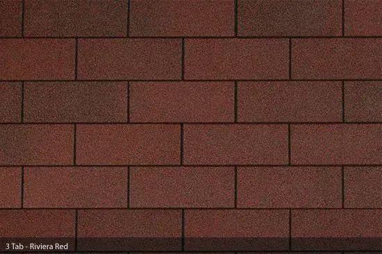 Red Riviera 3-Tab asphalt roof shingles.