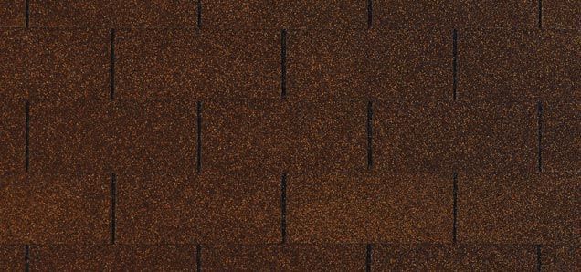 Brown asphalt roof shingles.