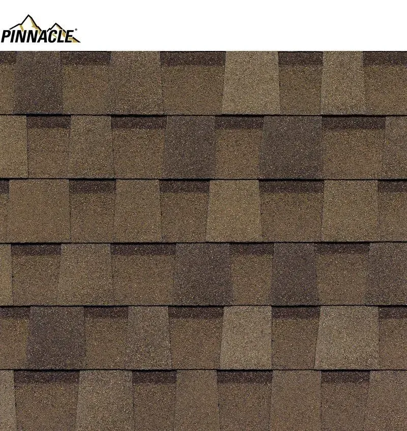 Brown asphalt roof shingles.