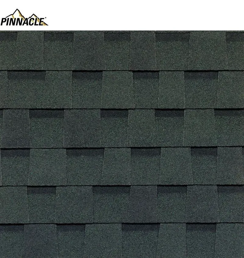 Close-up of a dark green shingle roof pattern.