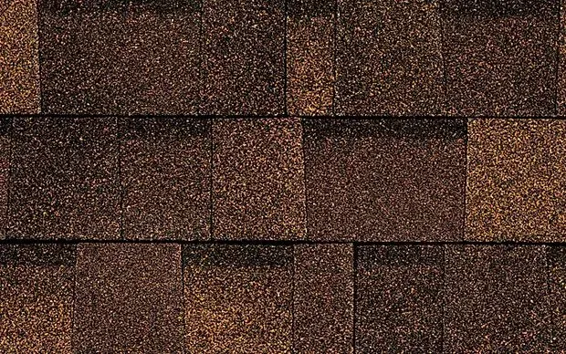 Brown asphalt roofing shingles.