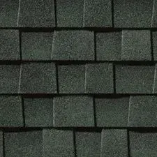 Dark gray asphalt roof shingles.