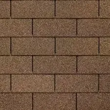 Brown asphalt roof shingles in a repeating brick-like pattern.