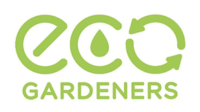 Green logo: "eco" with a water drop, recycle symbol, and "GARDENERS" below.