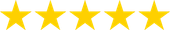 Five gold stars in a row on a white background.