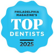 Philadelphia Magazine’s Top Dentists 2025 blue badge logo