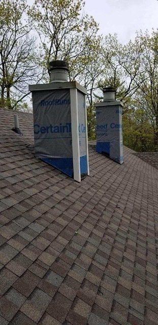 Roof shingles and chimney