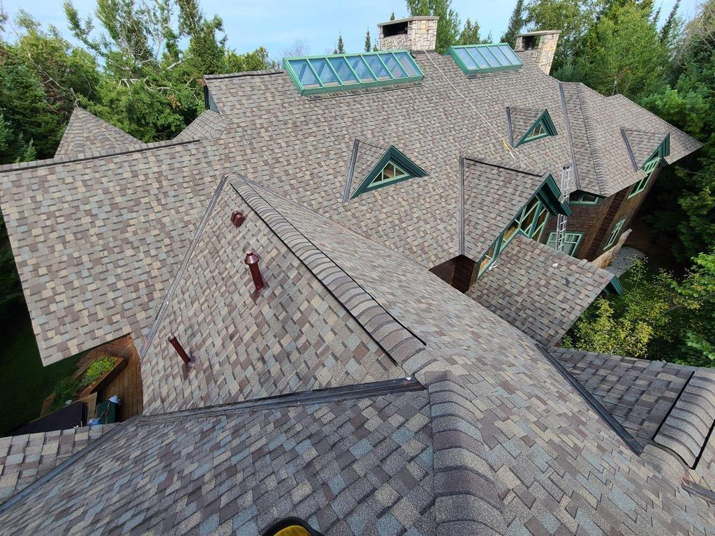 roofing with copper green skylights